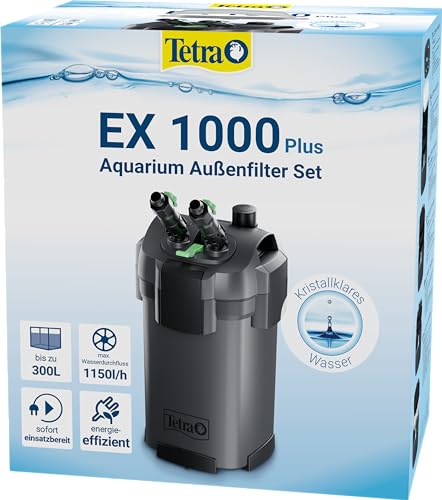 Tetra Aquarium Außenfilter EX 1000 Plus - leistungsstarker Filter für Aquarien bis 300 L, schafft kristallklares fischgerechtes Wasser, Innenbereich