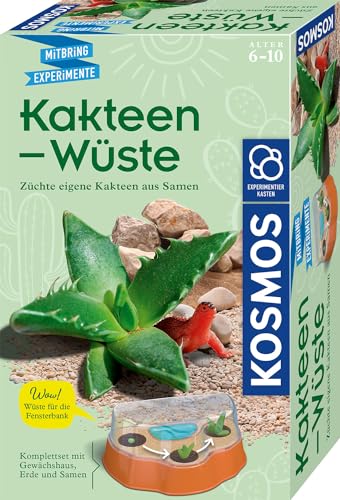 KOSMOS 658250 MBE Kakteen-Wüste Züchte eigene Kakteen, Komplett-Set mit dekorativem Mini-Gewächshaus, Kakteen züchten für Kinder ab 6 Jahre,