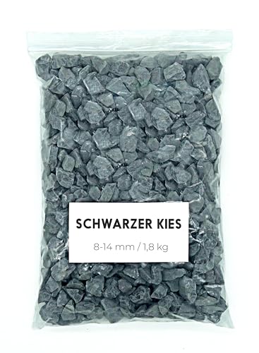 Landare Kies Schwarz 1,8Kg - Dekosteine - Zierkies - Dekosteine für Vasen - Aquarium Kies Schwarz - Kieselsteine - Deko Steine Kleine - Ziersteine - Zierkies Bunt - Steine Garten (8-14 mm)