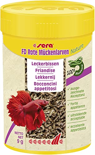 sera FD Rote Mückenlarven Nature 100 ml - Der Leckerbissen für Jungfische und Feinschmecker - Fischfutter fürs Aquarium mit sehr hoher Verwertbarkeit, somit weniger Algen