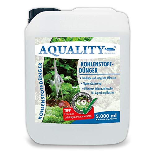 AQUALITY Aquarium CO2 Kohlenstoffdünger (Für prächtige, sattgrüne Aquarium-Pflanzen. Reduziert Algen, effiziente Kohlenstoffquelle), Inhalt:5 Liter