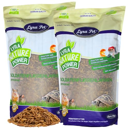 Lyra Pet® | 5 kg Soldatenfliegenlarven getrocknet | Black Soldier Fly | Hermetia Illucens | Wie Mehlwürmer | Reich an Kalzium & Proteinen | Energiereiches Futter für Vögel, Fische, Nager & Reptilien