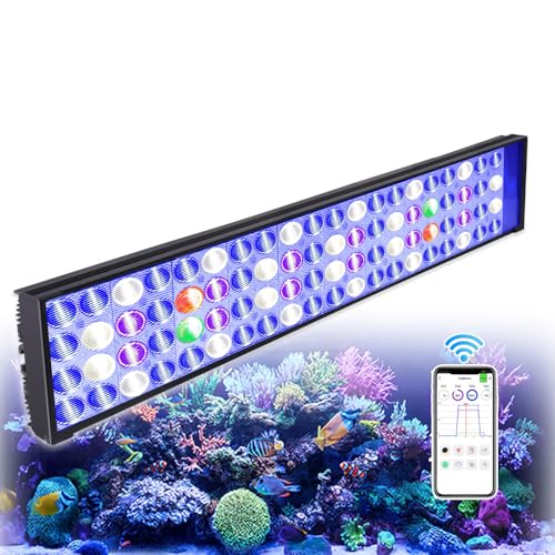 PopBloom Hertz54 intelligente App-Steuerung LED-Aquarienbeleuchtung Reef Lampe Aquarium Beleuchtung Led Meerwasser Led für 60cm 80cm reef aquarium (60W, für 50-80cm)