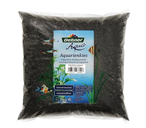 Dehner Aqua Aquarienkies, Glanzkies, Körnung 2 - 3 mm, 5 kg, schwarz