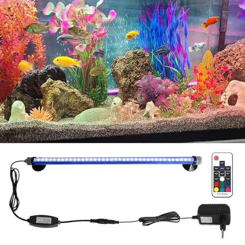 Aquarium LED Beleuchtung RGB Unterwasser:Wasserdichte licht Aquarium lampe LED RGB COB Aquarium LED Beleuchtung mit RF-Fernbedienung 360° Fernsteuerung bis 20m Mehrfarbig gleichmäßige Helligkeit