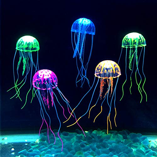 Netspower Aquarium Dekoration Künstliche Quallen, 6 Stück Leuchtende Quallen als Dekoration Glühende Deko aus Silikon für Aquarium Fisch Tank Ornament