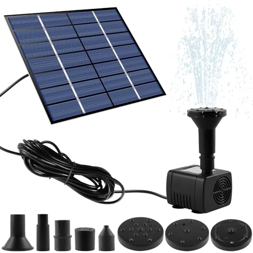 Solar Springbrunnen Set - Solar Springbrunnen Pumpe, Solarbetriebene Springbrunnenpumpe mit 6 Düsen, Schwimmende Solar Teichpumpe, Solar Vogeltränke Pumpe, Gartenpumpen Zubehör für Teiche, Pool,