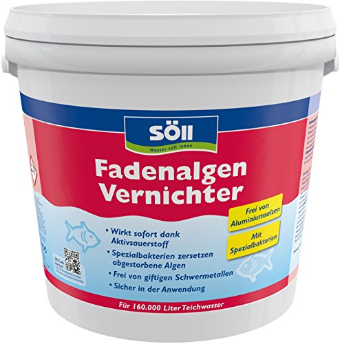 Söll 80590 FadenalgenVernichter mit Aktivsauerstoff 5 kg -hochwirksamer Fadenalgenentferner mit Sofortwirkung vernichtet Fadenalgen im Pflanzenteich Naturteich Schwimmteich Fischteich Koiteich