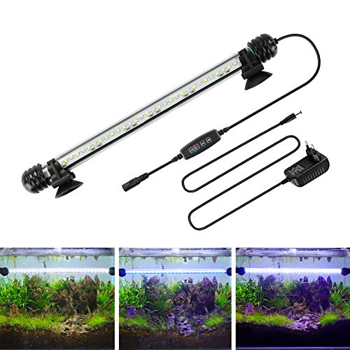 BELLALICHT LED Timer Aquarium Beleuchtung - Aquarien Lampe [Weiß Blau Licht] mit eingebautem Timer Dimmer, Dimmbar 10 Helligkeitsstufen IP67 Wasserdicht Light für Fisch Tank Pflanze, L-29