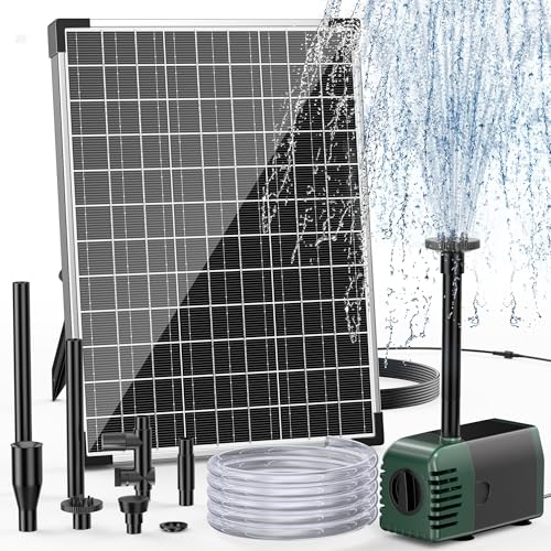 Biling Solar Teichpumpe 20W 1200L/H Förderleistung, Solar Springbrunnen für außen mit 2M Bachlaufschlauch Filter DIY Solarpumpe 5M Leitungslänge Bachlaufpumpe Solar für Teich, Garten, Wasserfall