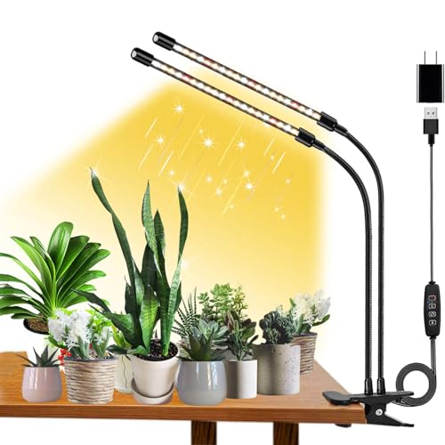 FRGROW Pflanzenlampe LED Vollspektrum, Pflanzenlicht für Zimmerpflanzen, Pflanzenleuchte, 3000k/5000k/660nm Vollspektrum Pflanzenlampe, Wachstumslampe für Pflanzen, 10 Stufen Dimmbar,Timer