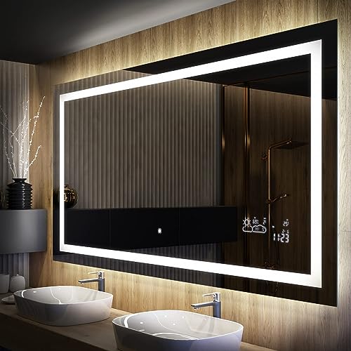 Badspiegel 100x100cm mit LED Beleuchtung - Wählen Sie Zubehör - Individuell Nach Maß - Beleuchtet Wandspiegel Lichtspiegel Badezimmerspiegel - LED Farbe zu Wählen Kaltweiß/Warmweiß L15