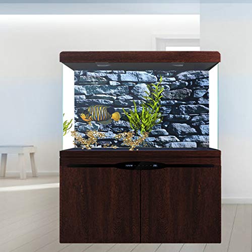 Aquarium-Hintergrund, Aquarium-Hintergrund, Landschaftsbild, Hintergrundposter, Dekorative Steinmauergemälde, PVC-Aufkleber, Terrarium-Hintergrundbild für Aquarium (91 * 50CM)