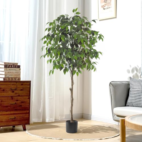 Oc'leaf Kunstpflanze Ficus Benjamina - 180cm Künstliche Pflanzen Groß Ficus, Künstliche Pflanzen wie echt, Ficus Pflanzen Deko für Zuhause, Wohnzimmer, Schlafzimmer, Büro, Garten