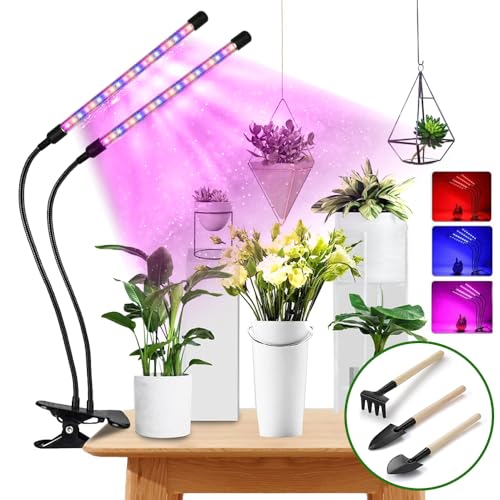 MEISHANG Pflanzenlampe Led Vollspektrum,Pflanzenlicht Zimmerpflanzen,Wachstumslampe für Pflanzen,Grow Lampe mit Zeitschaltuhr 3/9/12 Std,3 Lichter Modi und 10 Dimmstufen,USB Adapter