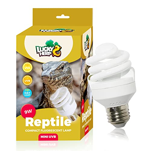 LUCKY HERP UVB Lampe Terrarium, 10,0 UVA UVB Lampe Reptilien, 9W UV Lampe Terrarium für Schildkröte, Bartagamen, Schlangen, Eidechsen, Geckos, Vögel