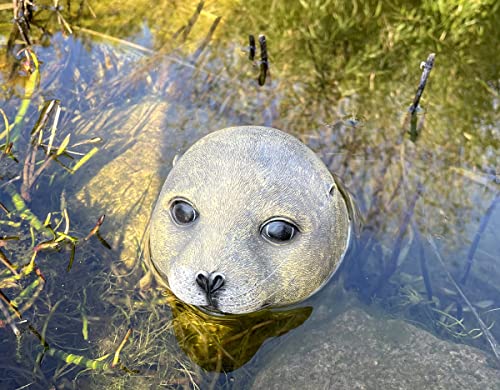 LB H&F Teichfigur SEEHUND Robbe Teichdeko Miniteich Gartenteich Dekofigur Garten Teich Dekotier Schwimmtier Schwimmfigur