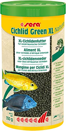 sera Cichlid Green XL Nature 1000 ml (350 g) - Hauptfutter mit 10 % Spirulina für größere herbivore Cichliden, Futter für Malawi