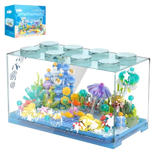 LANGLICHUN Sea of Three Leagues Bausatz: 1288 Teile mit Aquarium & Leuchteffekte, Authentische Unterwasserwelt