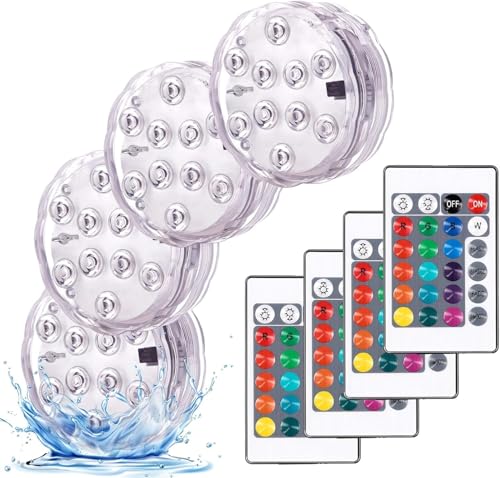 daphomeu golight Unterwasser LED Licht mit Fernbedienung,4 Stück Unterwasser Licht,LED Farbwechsel,LED RGB Multi Farbwechsel LED Leuchten