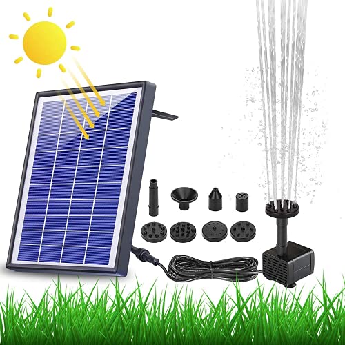 AISITIN 6.5W Solar Springbrunnen Eingebaute1500 mAh Batterie Upgraded Teichpumpe Wasserpumpe, Schwimmender Fontäne Pumpe mit 6 Fontänenstile für Garten, Vogel-Bad,Teich,Fisch-Behälter