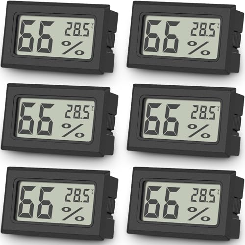 6er Set Vaikby Digital Indoor Thermometer Hygrometer, LCD Room Hygrometer Innen, Temperature Humidity Meter Luftfeuchtigkeitsmesser for Home Office Greenhouse