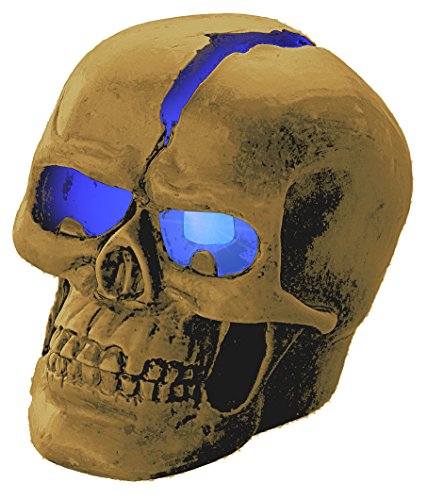 Lunartec LED Totenkopf: Schädel-Leuchte Crackhead 1 blaue LED (Schädel Lampe, Totenkopf LED Lampe, Halloween Beleuchtung)