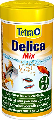 Tetra Delica Mix Naturfutter - Mischung mit 4 verschiedenen Futtertiere (Wasserflöhe, Artemia, Krill, Gammarus), natürliche Snacks für Zierfische, 250 ml Dose