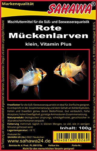 Sahawa® 20x 100g Blister Rote Mückenlarven, Fischfutter, Frostfutter,Aquarium