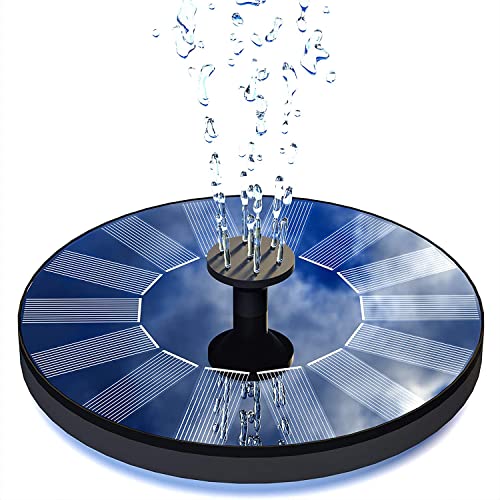 Solar Springbrunnen, Senders Solar Teichpumpe mit 1W Solar Panel Solarbrunnen für Draussen Solar Schwimmender Fontäne Pumpe für Gartenteich Oder Teich Vogel-Bad Fisch-Behälter