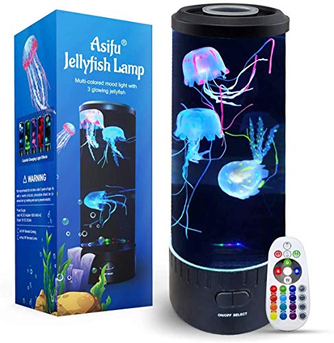 Vaticas Fantasy Quallen Lampe 14 Zoll Jellyfish Lamp Aquarium LED Tank Mood Lampe Multi Color Nachtlicht Desktop Runde Stimmungslampe Dekoration Spielzeug für Weihnachts-mit Upgrade-Fernbedienung