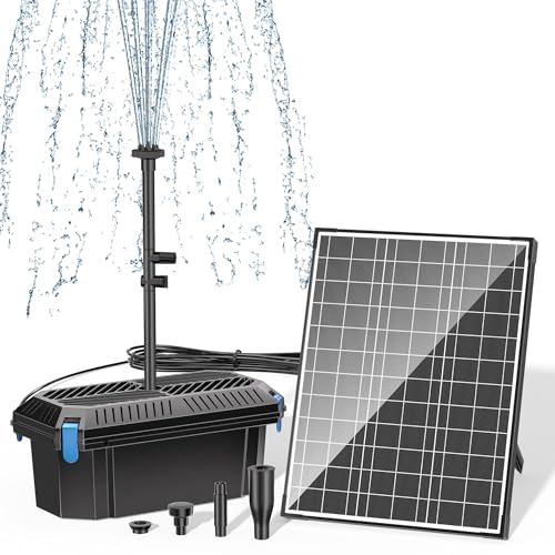 Biling 20W Solar Filterpumpen Teichfilter Komplettset 1200 l/h Solar Teichpumpe mit Filter für Teiche und Wasserfall bis 1200l - Solar Wasserspiel - Solar Springbrunnen für Außen Pool