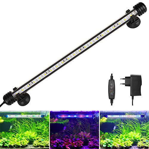 BELLALICHT LED Timer Aquarium Beleuchtung - Aquarien Lampe [RGB-Weiß Licht] mit eingebautem Timer Dimmer, Dimmbar 10 Helligkeitsstufen IP67 Wasserdicht Light für Fisch Tank Pflanze, L-39C