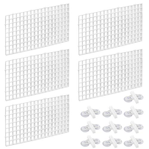 Dadabig 5 Stück Aquarium Trennwand, Aquarium Tank Grid Trennung Brett Fisch Tank Isolation Divider Filter Tablett Board für Aquarium Unten Box mit 10 Aquarium Divider Saugnapf (Weiß)