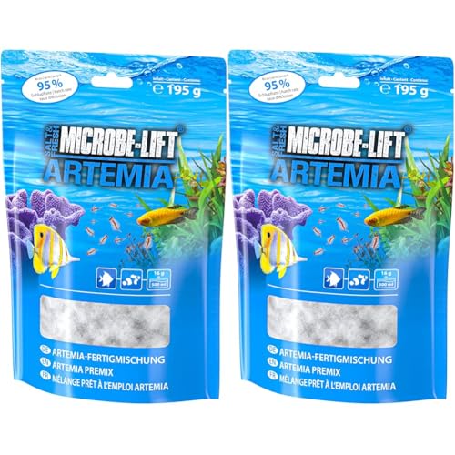 MICROBE-LIFT Artemia - 195 g - Komplettes Set mit Artemia-Eiern Plus Salz, bietet ideales Lebendfutter für die gesunde Ernährung von Aquarienfischen in Meer & Süßwasser. (Packung mit 2)