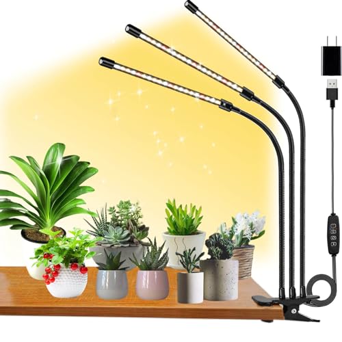 FRGROW Pflanzenlampe LED, Vollspektrum Pflanzenlicht für Zimmerpflanzen, Pflanzenleuchte LED, 3000k/5000k/660nm Vollspektrum Pflanzenlampe, Wachstumslampe für Pflanzen, 10 Stufen Dimmbar,Timer
