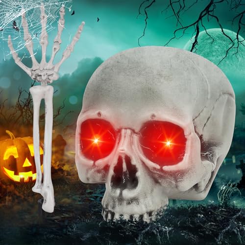 Halloween Deko Horror Skelett Schädel, Halloween Totenköpfe und Arme Dekoration, Halloween Deko Outdoor - Skelett Deko, Halloween Deko Garten