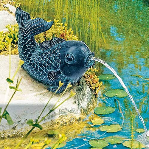 Heissner Teichfigur Speier Fisch Dekor Bronze