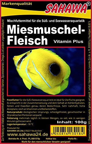 Fischfutter Frostfutter 100g Blister viele Sorten freie Auswahl für alle Zierfische und Marine Fische (MW) (Miesmuschelfleisch gehackt 100g Blister (MW))