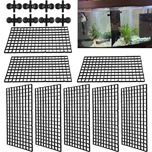 Fyihoxi 8 Stück Aquarium Trennwand Aquarium Tank Grid Trennung Brett Aquarium Isolation Kunststoff Gitter Fisch Tank Isolation Divider mit 10 Aquarium Divider Saugnap für Aquarium Unten Box