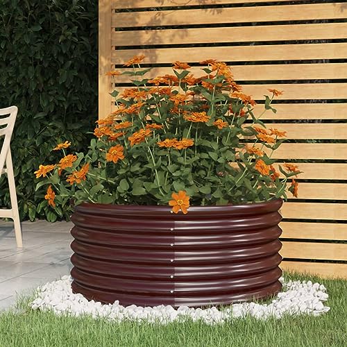 FUDUGEHMIOFWFJJ miniteich Komplettset,pflanzentopf Gross Outdoor,Pflanzkübel Pulverbeschichteter Stahl 80x80x36 cm BraunGeeignet für Garten, Terrasse, Schlafzimmer, Wohnzimmer