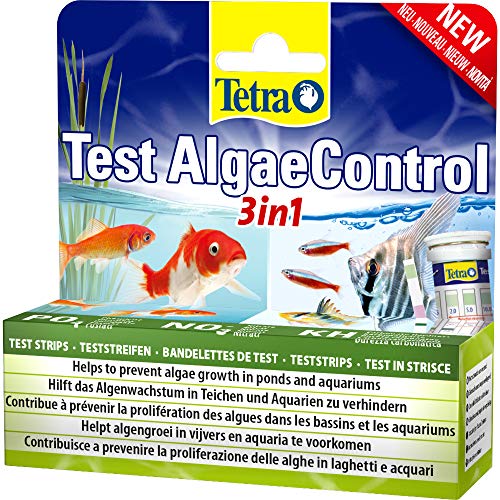 Tetra AlgaeControl 3in1 Test - Wassertest zur Überprüfung der wichtigsten Algen-Parameter im Teich oder Aquarium, 1 Dose (25 Teststreifen)