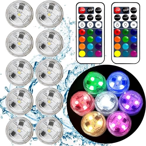 HL Tauchbare LED-Lichter mit Fernbedienung,flammenlose Kerzen,RGB,bunte Lichter,wasserdichte Lichter,kleines LED-Akzentlicht für Vase,Aquarien,Whirlpool, Party,Halloween,Hochzeitsdekoration