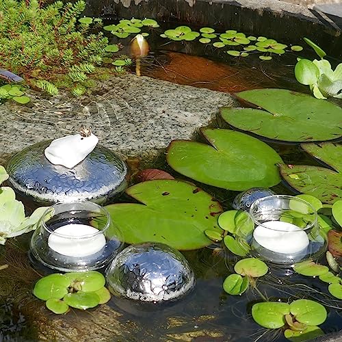 Storm's Gartenzaubereien Miniteich Komplettset mit Schwimmfrosch Keramik Schwimmkugeln und Teelichtschalen