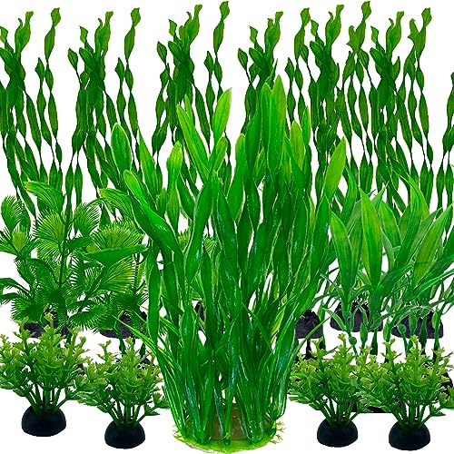 Aquarium Pflanzen Deko, 25 Stück künstliche aquariumpflanzen, plastikpflanzen Dekoration Fuer Aquarium, bunt Kunstpflanzen Aquariumdekor