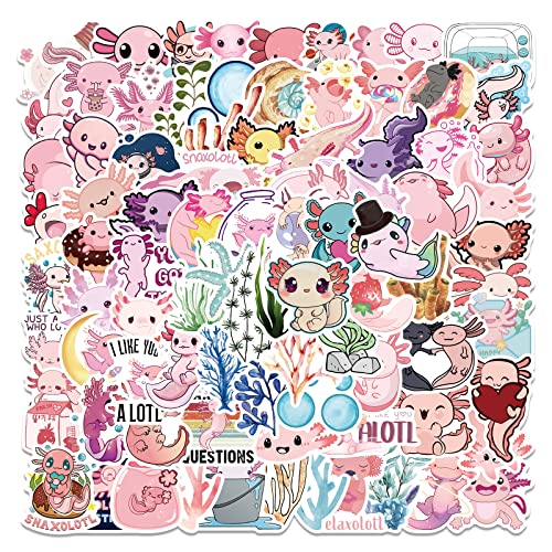 Süß Axolotl Sticker Set 100 Stücke, Niedliche Aufkleber für Kinder Axolotl-Fans, für Laptop Koffer Helm Notizbuch Schüler Belohnung