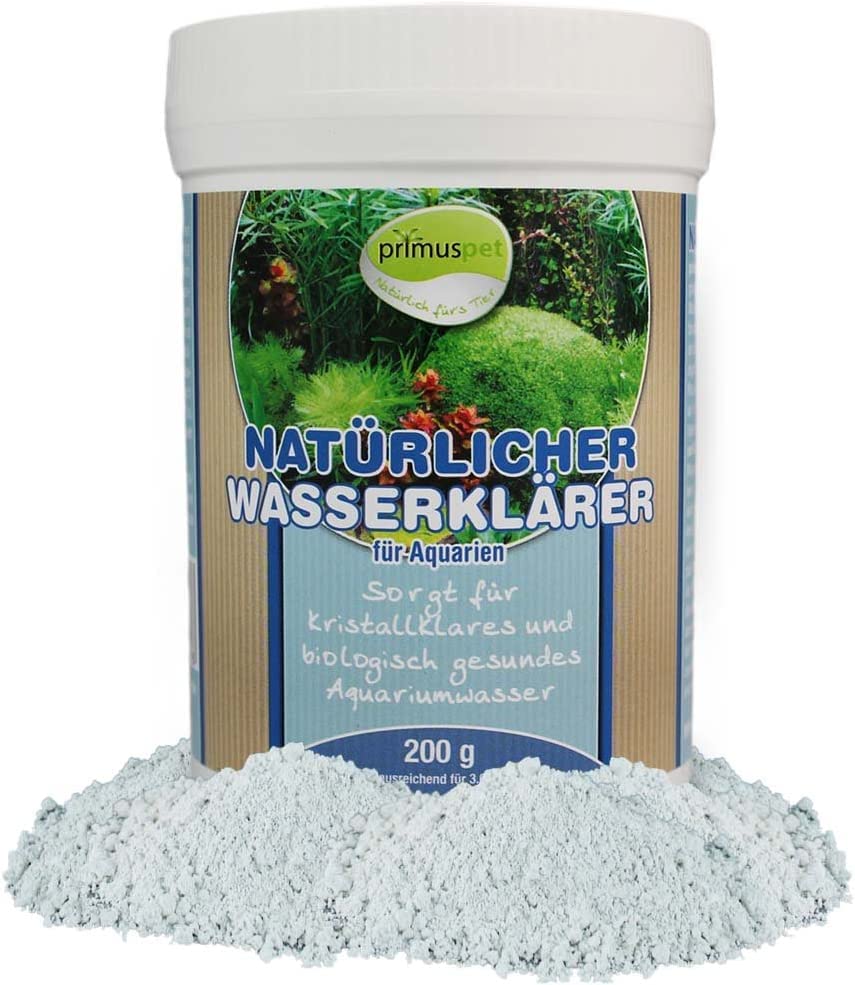 primuspet Natürlicher Aquarium Wasserklärer 200 g (Bindet zuverlässig kleinste Schmutzpartikel für kristallklares Wasser und entfernt Trübungen für bessere Wasserwerte)