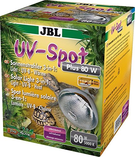 JBL UV-Spot plus 61834 UV-Spotstrahler mit Tageslichtspektrum Licht UV-B Wärme, E27, 80 W