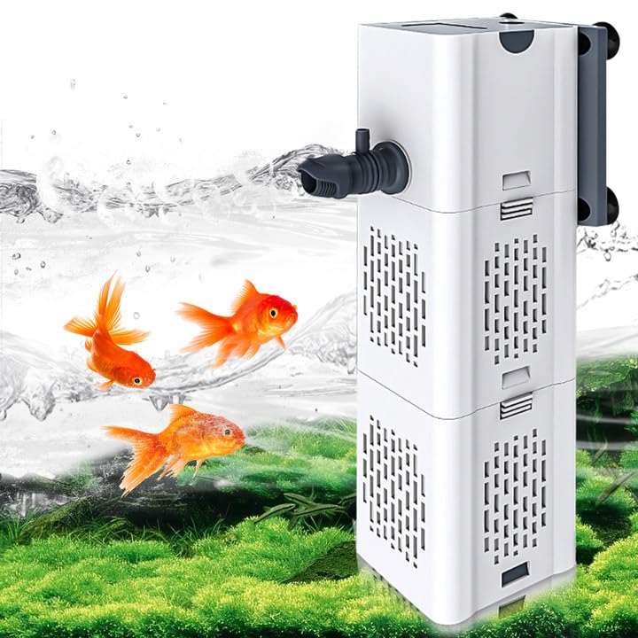 Vegena Aquarium Innenfilter, Einstellbarer 500l/H 6w Aquarium Filter, Einstellbarer Aquarium Innenfilter, Einstellbarer Durchfluss Aquarium Filter Für 30-150l Aquarium