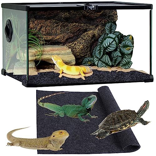 Jodimitty Reptilien Teppich für Terrarium, Reptilien Matte Liner Bedding, Reptilien Substrat Matte Haustier Terrarium Einlage für Eidechse Schildkröte Leopard Gecko Schlange(Schwarz-100x50cm)